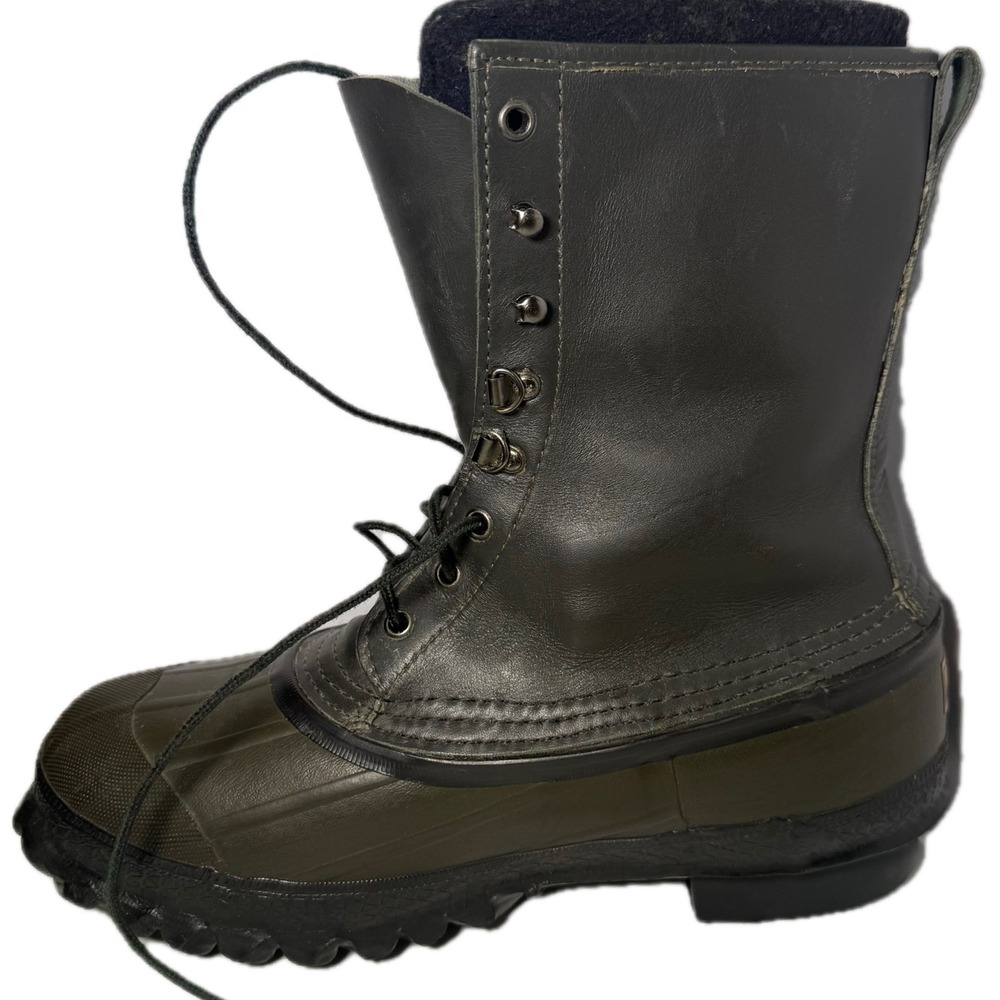 LaCrosse iceman Pac Boots Mens 10 Green Leather Rubber Insulated Duck Winter USA